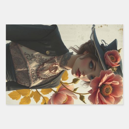 Femme Wrapping Paper Flat Sheet Decoupage Geschenkpapier Set (Vorderseite)