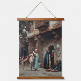 Femmes Arabes Devant Une Porte Wandteppich Mit Holzrahmen