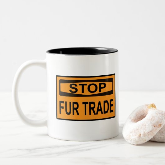 Femshandel unterbrechen Zeichen Orange Zweifarbige Tasse (Mit Donut)