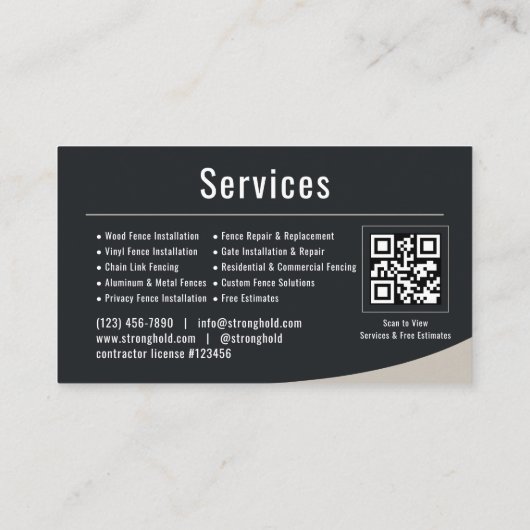 Fence Installation QR Code Professional Visitenkarte (Rückseite)