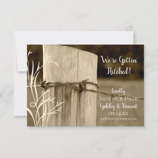 Fence Post Country Farm Hochzeit speichern Datum Save The Date (Vorderseite)