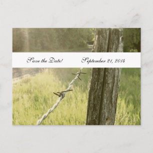 Fencepost Barbed Wire Save the Date rustikal Ankündigungspostkarte