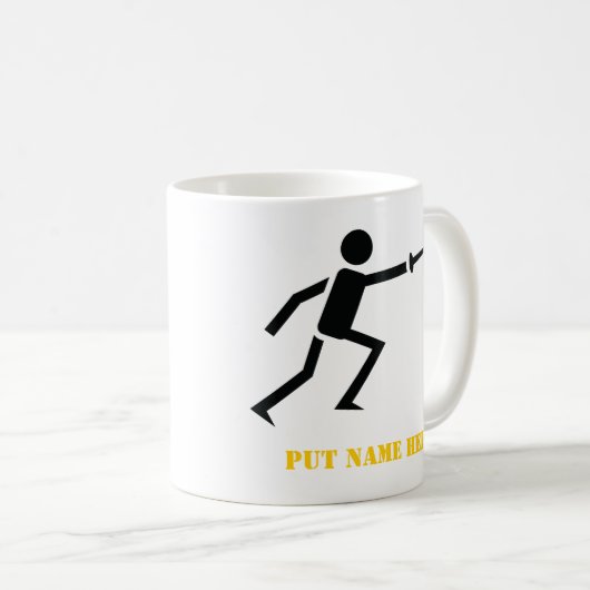 Fencer Black Silhouette Feing Brauch Kaffeetasse (VorderseiteRechts)