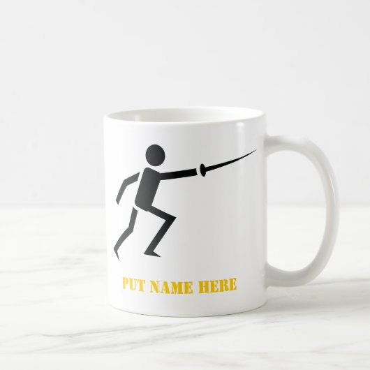 Fencer Black Silhouette Feing Brauch Kaffeetasse (Rechts)
