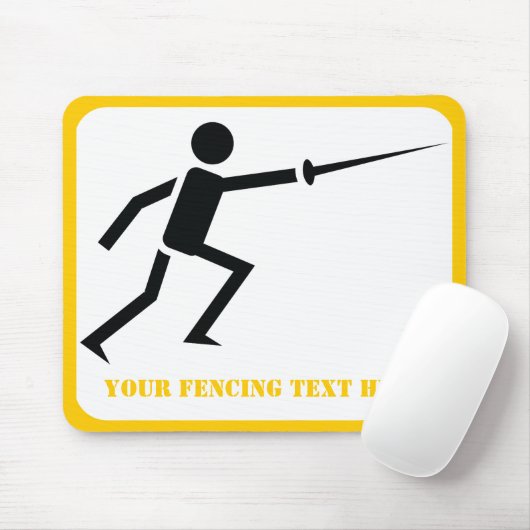 Fencer Black Silhouette Feing Brauch Mousepad (Mit Mouse)