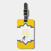 Fencer-Silhouette mit Schwert-Feing-Brauch Gepäckanhänger (Vorderseite vertikal)