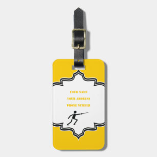 Fencer-Silhouette mit Schwert-Feing-Brauch Gepäckanhänger