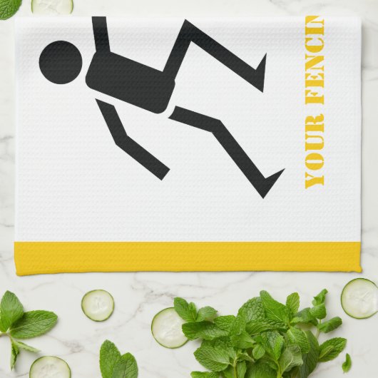 Fencer-Silhouette mit Schwert-Feing-Brauch Geschirrtuch (Gefaltet)