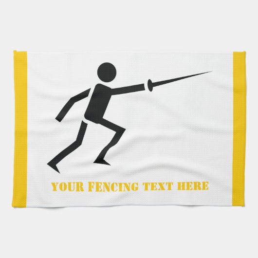 Fencer-Silhouette mit Schwert-Feing-Brauch Geschirrtuch (Horizontal)