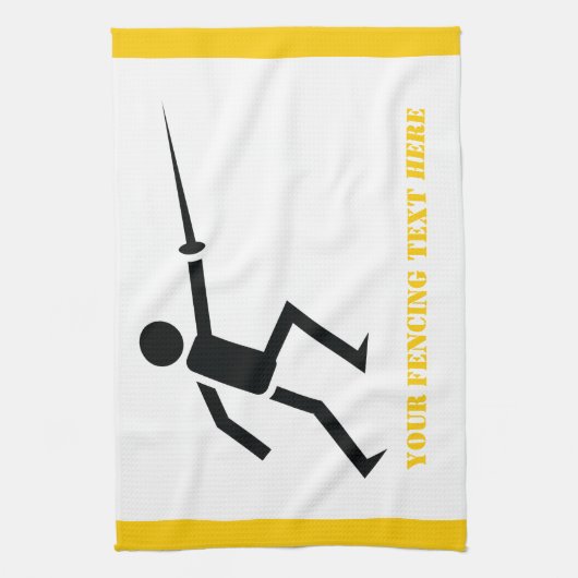 Fencer-Silhouette mit Schwert-Feing-Brauch Geschirrtuch (Vertikal)