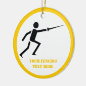 Fencer-Silhouette mit Schwert-Feing-Brauch Keramik Ornament (Links)