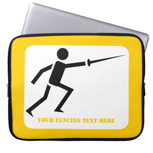 Fencer-Silhouette mit Schwert-Feing-Brauch Laptopschutzhülle (Vorderseite)