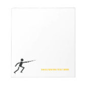 Fencer-Silhouette mit Schwert-Feing-Brauch Notizblock (Vorderseite)