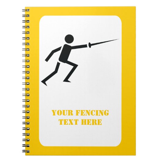 Fencer-Silhouette mit Schwert-Feing-Brauch Notizblock (Vorderseite)