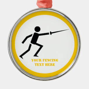 Fencer-Silhouette mit Schwert-Feing-Brauch Ornament Aus Metall