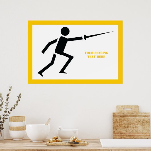 Fencer-Silhouette mit Schwert-Feing-Brauch Poster (Küche)