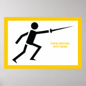 Fencer-Silhouette mit Schwert-Feing-Brauch Poster (Vorne)