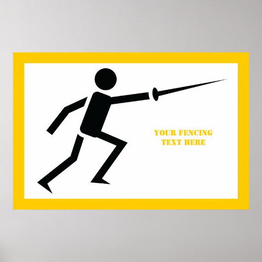 Fencer-Silhouette mit Schwert-Feing-Brauch Poster (Vorne)