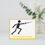 Fencer-Silhouette mit Schwert-Feing-Brauch Postkarte (Stehend Vorderseite)