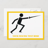Fencer-Silhouette mit Schwert-Feing-Brauch Postkarte (Vorne/Hinten)