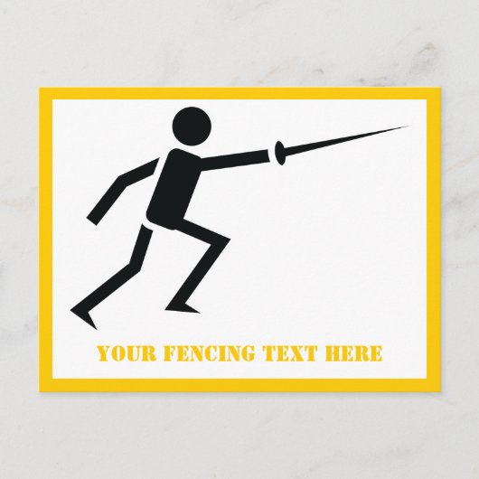 Fencer-Silhouette mit Schwert-Feing-Brauch Postkarte (Vorderseite)