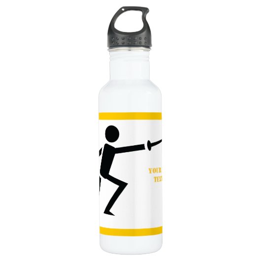 Fencer-Silhouette mit Schwert-Feing-Brauch Trinkflasche (Vorderseite)