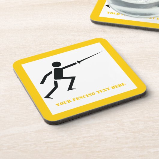 Fencer-Silhouette mit Schwert-Feing-Brauch Untersetzer (Linke Seite)