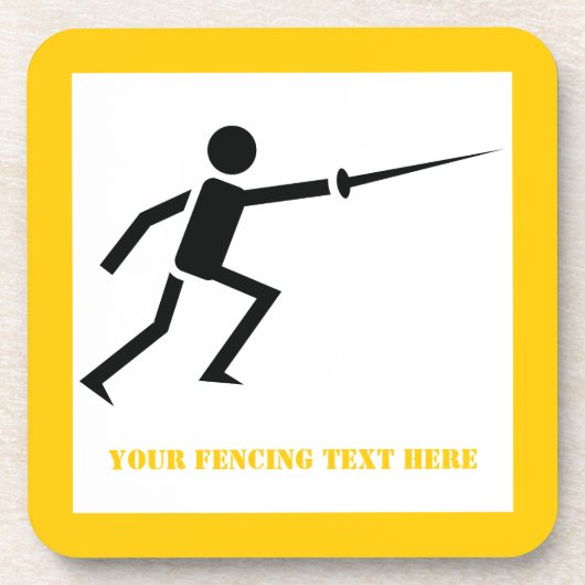 Fencer-Silhouette mit Schwert-Feing-Brauch Untersetzer (Vorderseite)