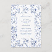 Fench Blue Chinoiserie Toile Hochzeitsunterkunft Begleitkarte (Vorderseite)