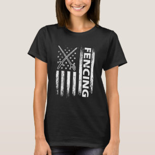 Fencing American Flag Fencer Saber Rapier Duel T-Shirt