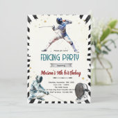 Fencing Birthday party Invitation Einladung (Stehend Vorderseite)