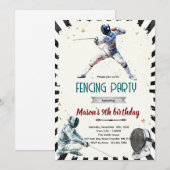 Fencing Birthday party Invitation Einladung (Vorne/Hinten)