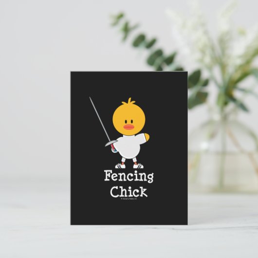 Fencing Chick Postcard Postkarte (Stehend Vorderseite)