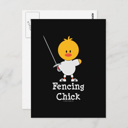 Fencing Chick Postcard Postkarte (Vorne/Hinten)