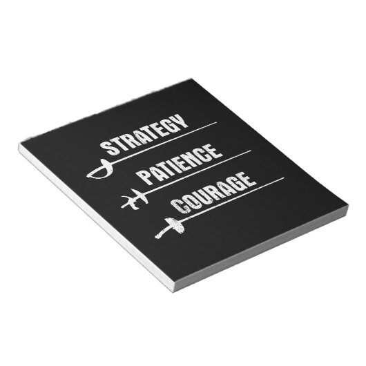 Fencing Design Strategy Patient Courage Fencer Notizblock (angewinkelt)