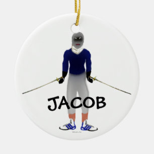 Fencing Duel Cartoon Keramik Ornament