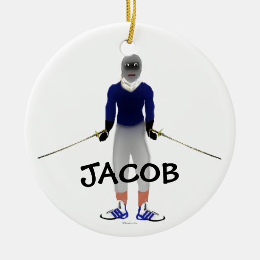 Fencing Duel Cartoon Keramik Ornament (Vorne)