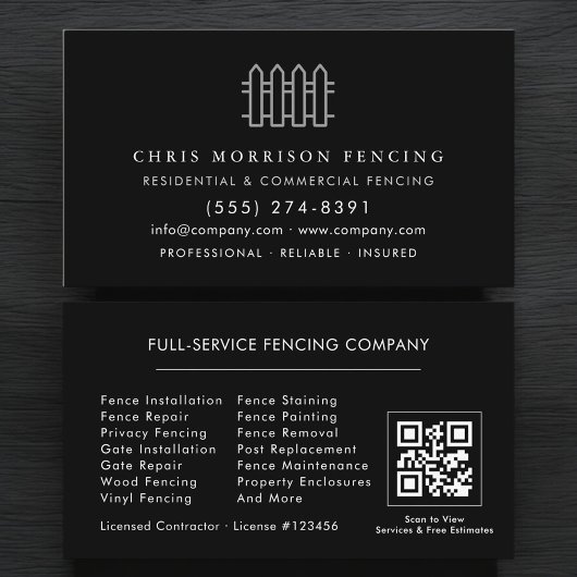 Fencing Fence Contractor QR Code Visitenkarte