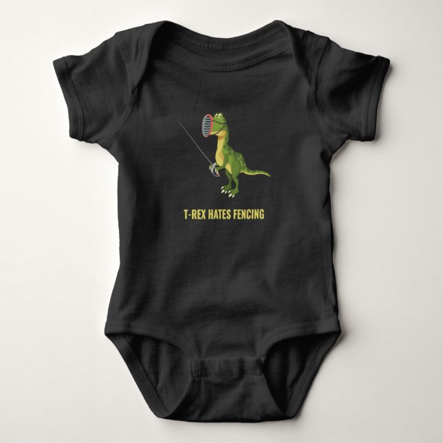 Fencing Fencer T-Rex hasst Fencing Baby Strampler (Vorderseite)