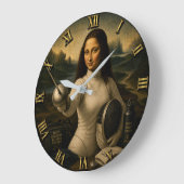 Fencing Funny Mona Lisa Große Wanduhr (Winkel)