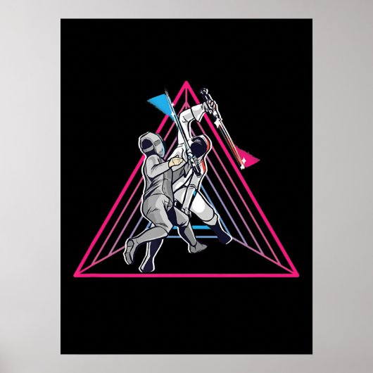 Fencing Game Gamer Fencer Sport 90er Jahre Fencing Poster (Vorne)