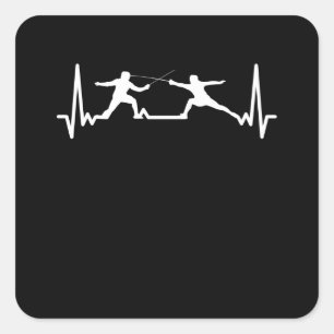 Fencing Game Gamer Fencer Sport Kardiogramm Feelin Quadratischer Aufkleber