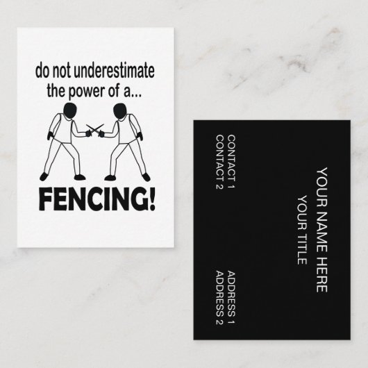 Fencing Game Sport Fighting Visitenkarte (Vorne/Hinten)