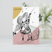 Fencing Girl Doodle Illustration Mittelalterlicher Karte (Stehend Vorderseite)