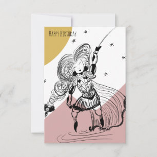 Fencing Girl Doodle Illustration Mittelalterlicher Karte