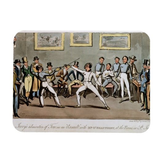 Fencing: Jerry bewundert Tom in einem 'Angriff' Magnet (Horizontal)