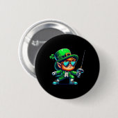 Fencing Leprechaun Kids Mens Womens St Patricks Da Button (Vorne & Hinten)