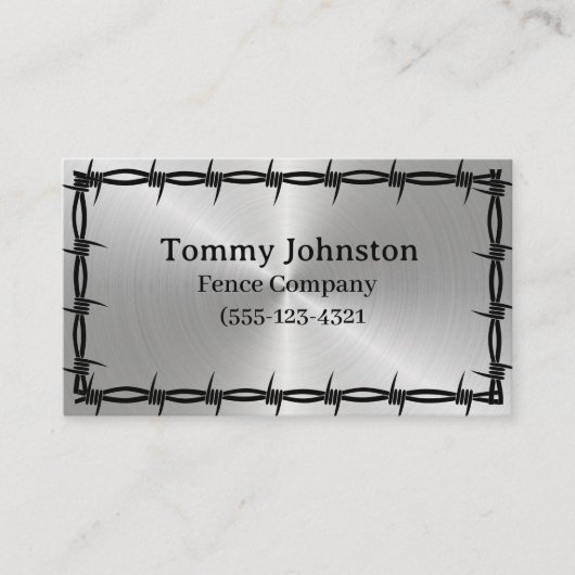 Fencing mit Barb Wire darauf Visitenkarte (Vorderseite)