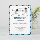 Fencing Party Geburtstagseinladung Einladung (Stehend Vorderseite)