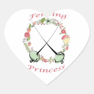Fencing Princess Floral Foods Herz-Aufkleber